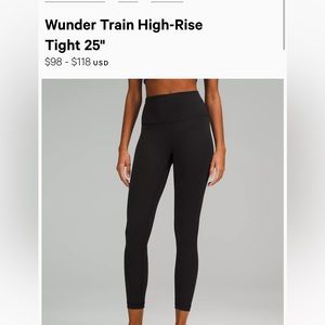 Lulu lemon Wunder Train high rise 25”